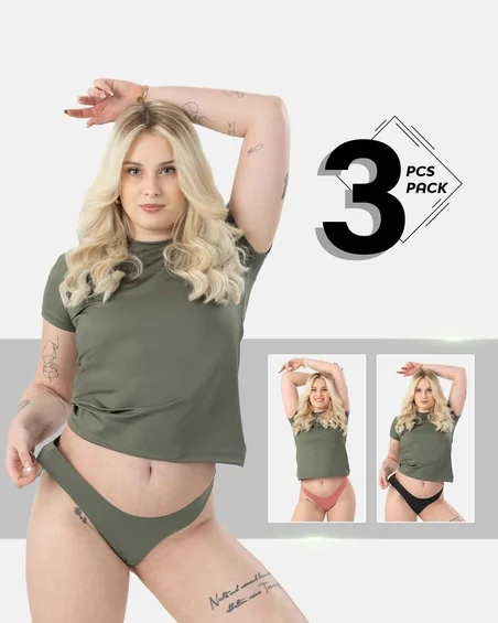 Brazylijskie majtki z nylonu i elastanu - 3-pak