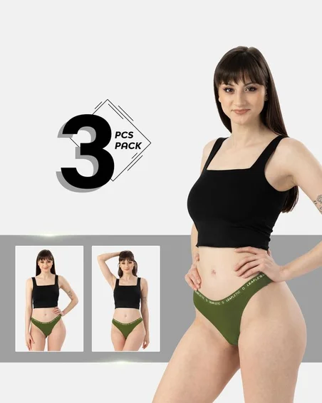 Brazylijskie figi z bawełny i elastanu – 3-pak