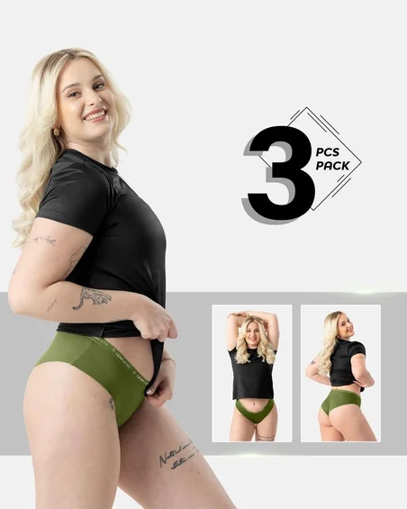 Damskie figi hipster z bawełny i elastanu – 3-pak
