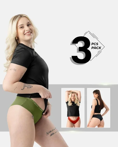 Damskie figi hipster z bawełny i elastanu – 3-pak