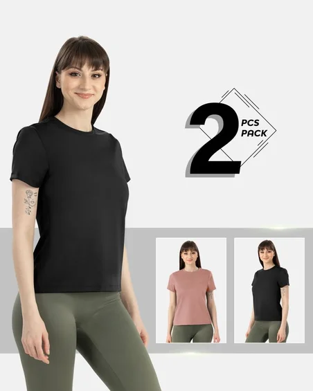 T-shirt second-skin z nylonu i elastanu – 2-pak