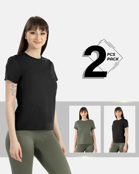T-shirt second-skin z nylonu i elastanu – 2-pak