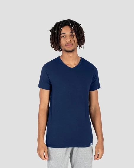 T-shirt z V-neck z miękkiej bawełny