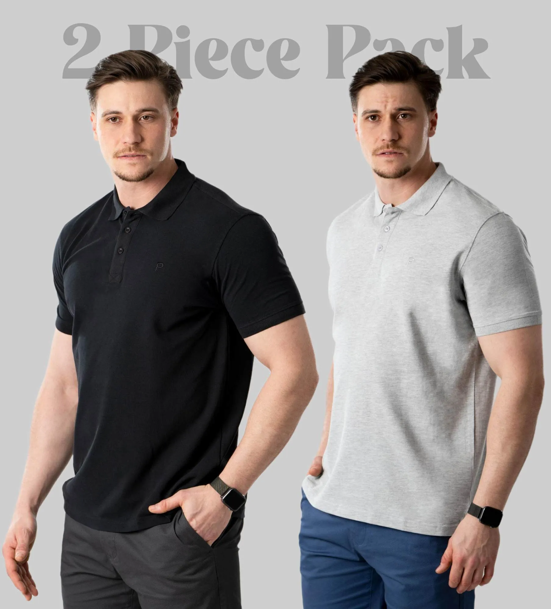 Koszulki polo męskie z krótkim rękawem – 2 sztuki