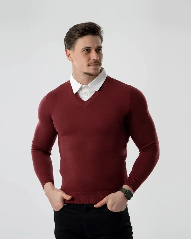 Sweter męski z efektem koszuli