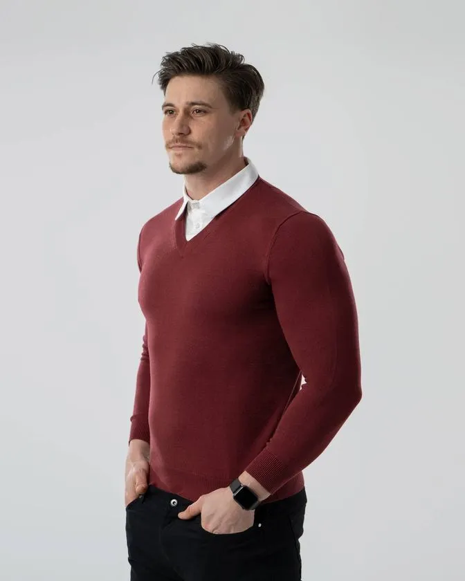 Sweter męski z efektem koszuli