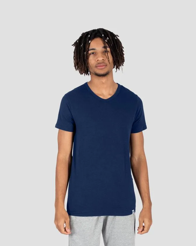 T-shirt z V-neck z miękkiej bawełny